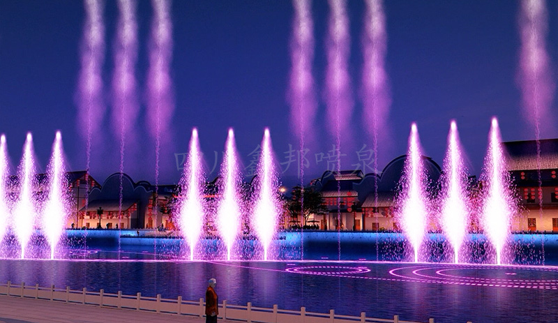 四川喷泉设计之数控气爆喷泉点燃喷泉水秀高光时刻