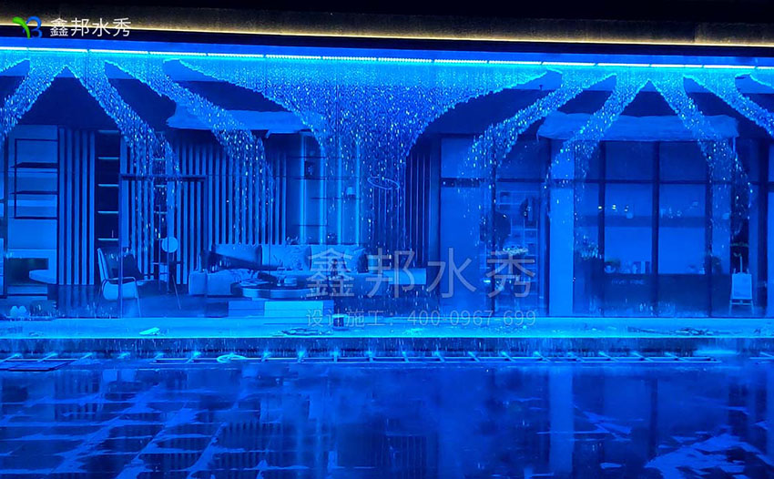 数字水帘，兼具水景表演和商业宣传的动态艺术水景