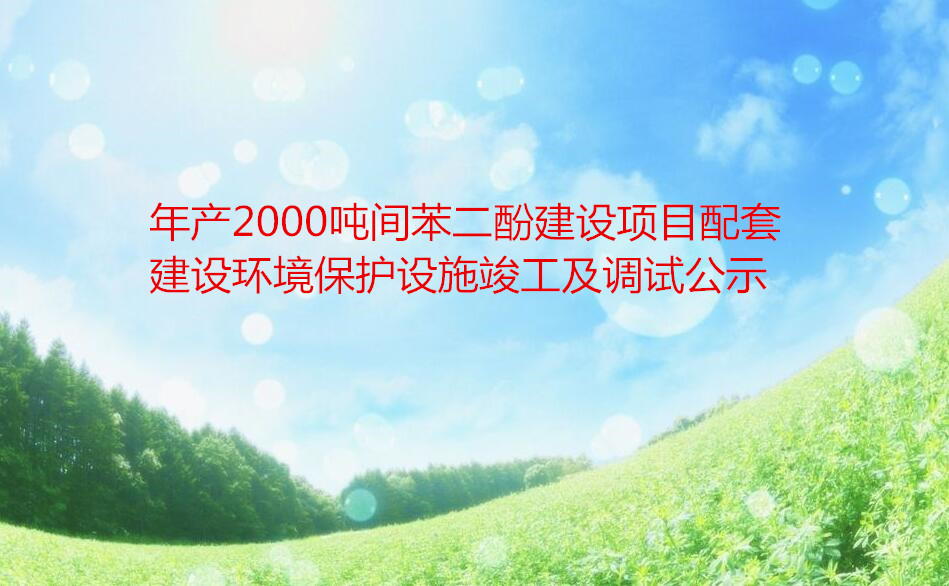 年产2000吨间苯二酚建设项目配套建设环境保护设施竣工及调试公示