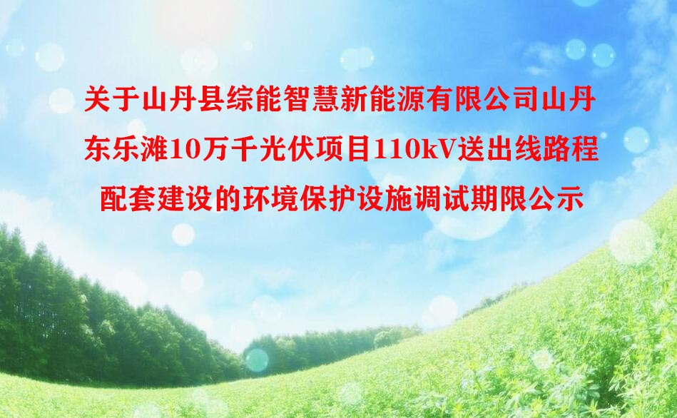 關于山丹縣綜能智慧新能源有限公司山丹東樂灘10萬千光伏項目110kV送出線路程配套建設的環(huán)境保護設施調(diào)試期限公示