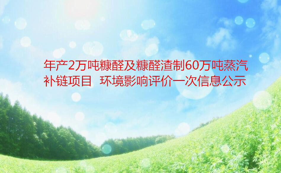 年产2万吨糠醛及糠醛渣制60万吨蒸汽补链项目  尊龙凯时 - 人生就是搏!影响评价一次信息公示