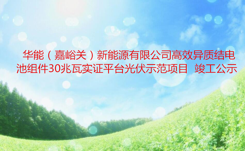 华能（嘉峪关）新能源有限公司高效异质结电池组件30兆瓦实证平台光伏示范项目  竣工公示