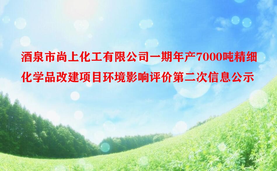 酒泉市尚上化工有限公司一期年產(chǎn)7000噸精細(xì)化學(xué)品改建項(xiàng)目環(huán)境影響評(píng)價(jià)第二次信息公示