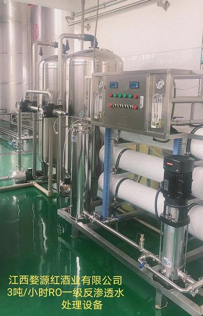 江西婺源红酒有限公司3吨/小时RO一级反渗透水处理设备