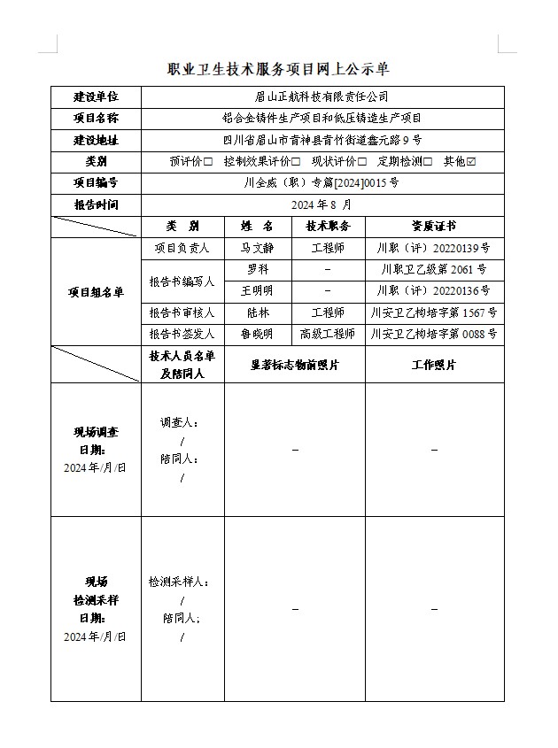 眉山正航科技有限责任公司