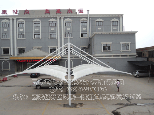 泾阳县蓝星洗浴中心双排车棚膜结构工程