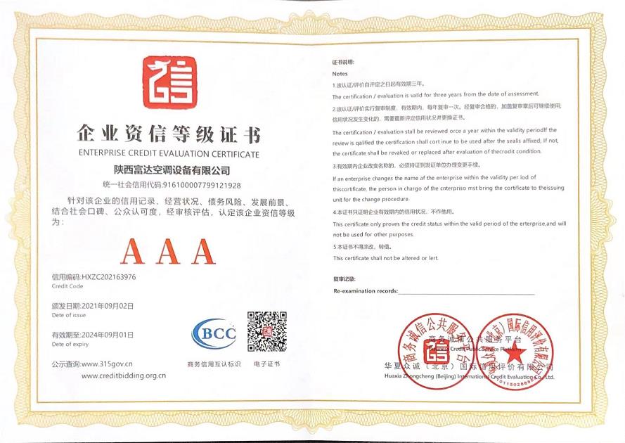 企业资信等级证书