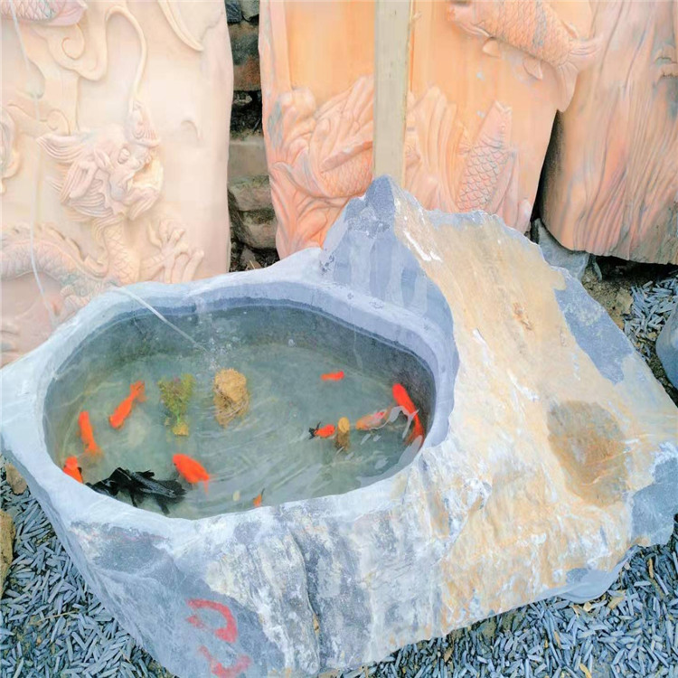 郑州供应大理石鱼缸石 石头鱼缸 养鱼池