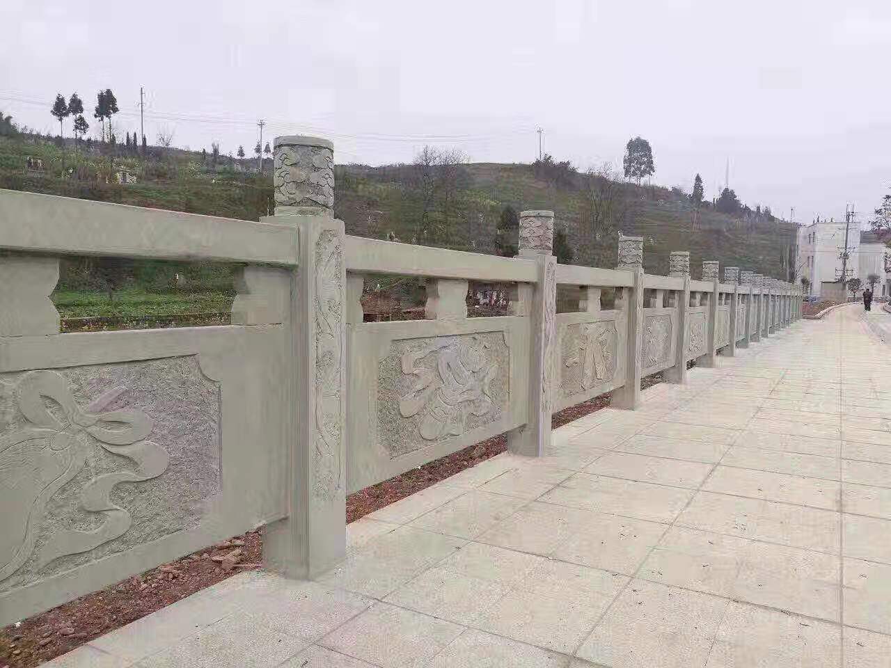 四川青砂石雕刻栏杆案例