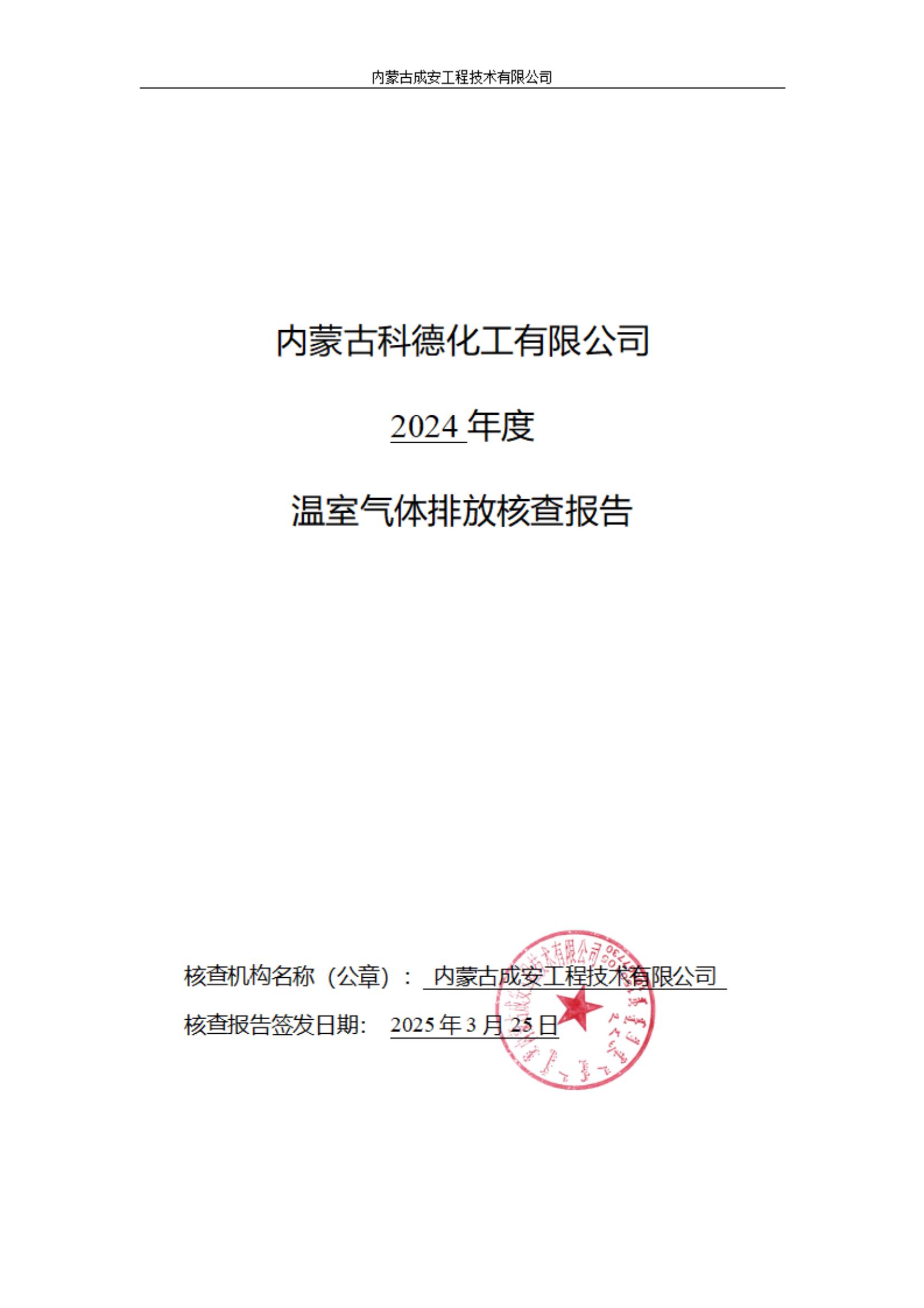 2024年内蒙古科德化工有限公司核查报告
