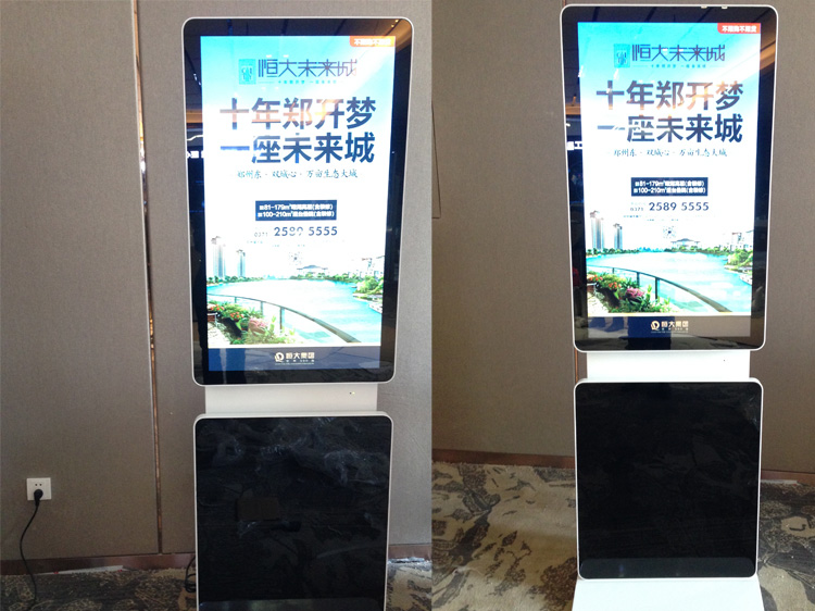 恒大地产室内落地式广告机与郑州广告机聚米科技联手合作