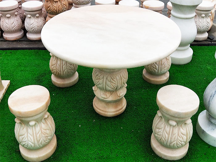 青海石桌石凳（晚霞红现代中式）