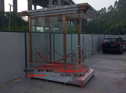 不銹鋼拉絲玫瑰金形象崗亭送貨安裝合作案例