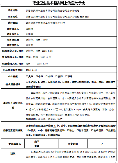 陜西省天然氣股份有限公司延安分公司永寧分輸站