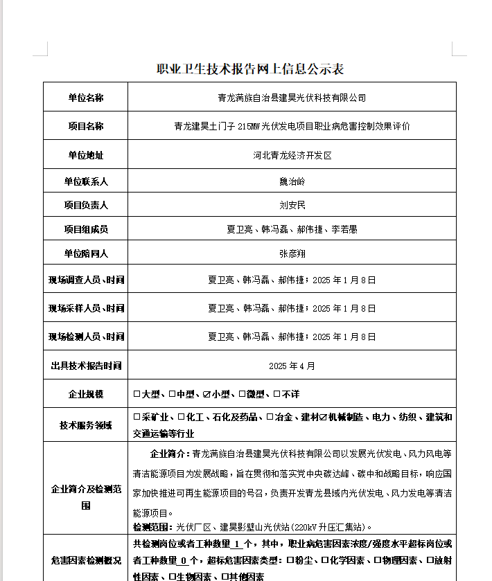 青龍滿族自治縣建昊光伏科技有限公司