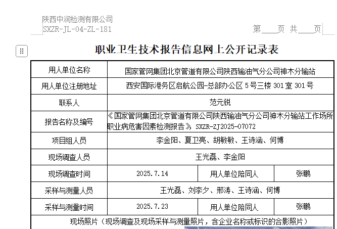 國家管網(wǎng)集團(tuán)北京管道有限公司陜西輸油氣分公司神木分輸站