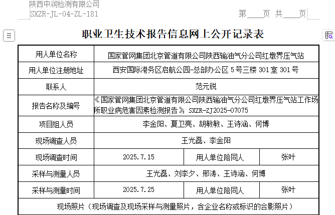 國家管網(wǎng)集團(tuán)北京管道有限公司陜西輸油氣分公司紅墩界壓氣站
