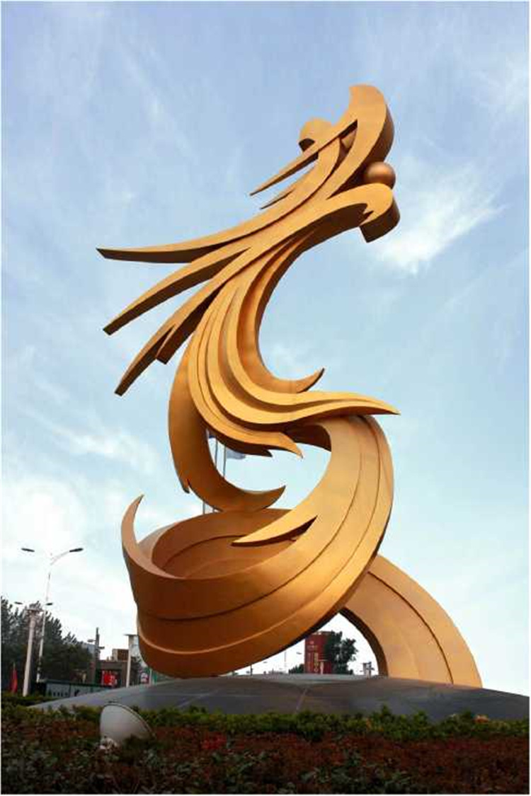上海南方**广场《龙腾》雕塑不锈钢着色高13米