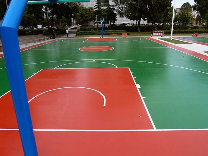 學校塑膠籃球場建設 綠色環保水性硅pu球場