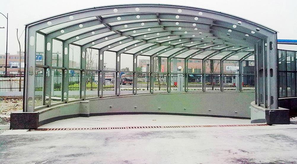 汉中小区弧形车道雨棚设计