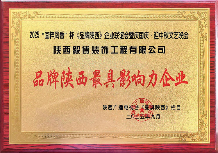 陕西影响力企业证书