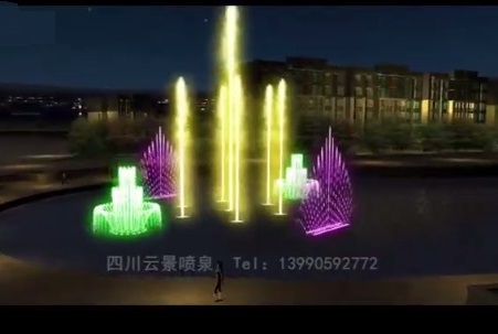 四川人工湖音乐喷泉动画