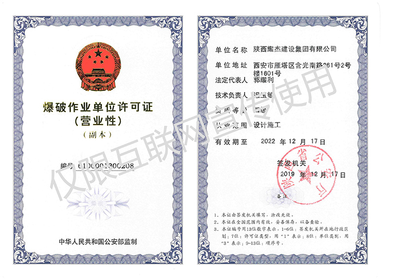 爆破作業單位許可證副本