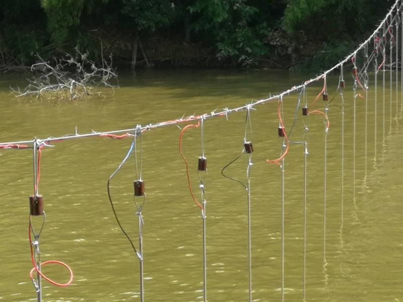 分体式拦渔机电栅栏案例：武汉三角湖 李老板拦渔设施安装！