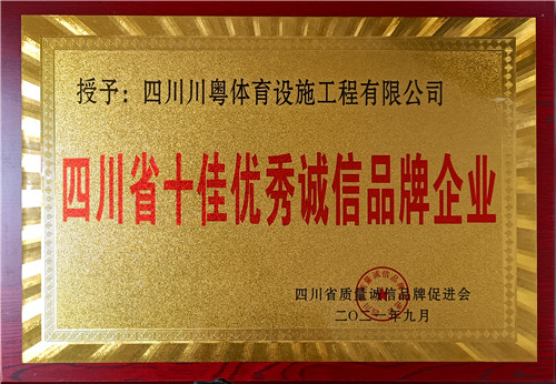 四川省十佳**誠信品牌企業證書