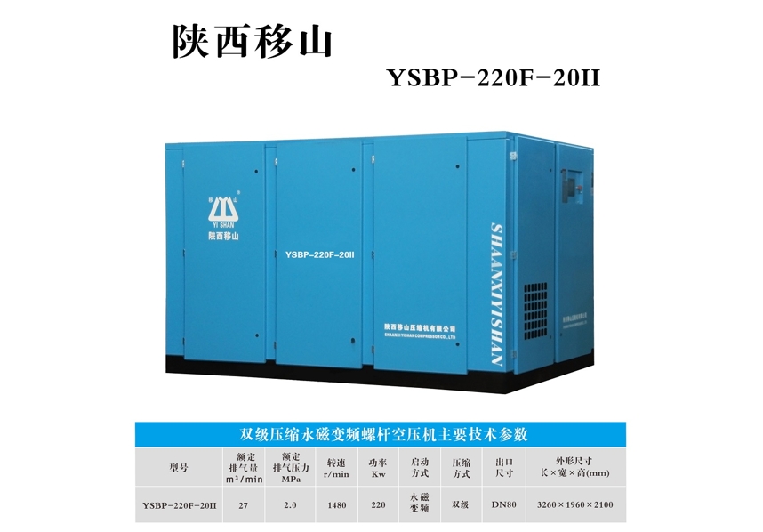 山西双级压缩永磁变频螺杆空压机YSBP-220F-20II