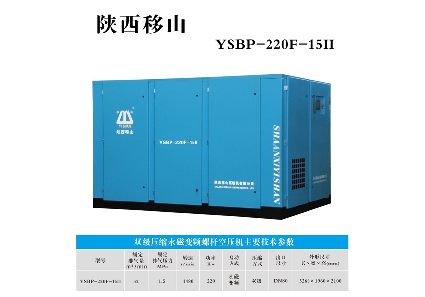 山西双级压缩永磁变频螺杆空压机YSBP-220F-15II