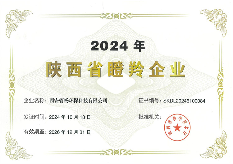 陕西省瞪羚企业荣誉证书