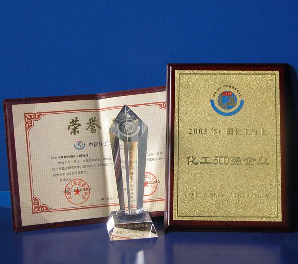 兴化化学股份公司硫酸铵生产荣获中国化工500强奖杯、证书！