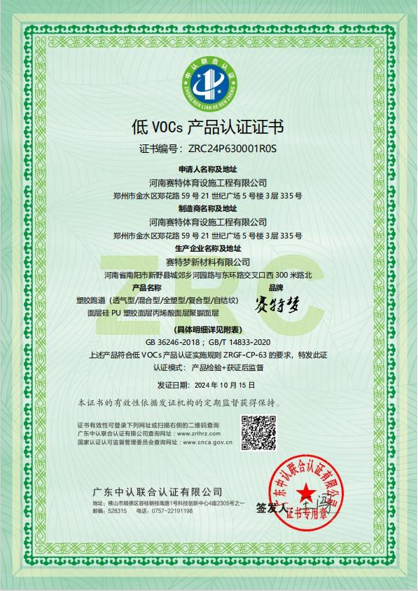低VOCs产品证书