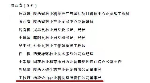 第四届“中国林业产业突出贡献奖”杨凌榜上有名