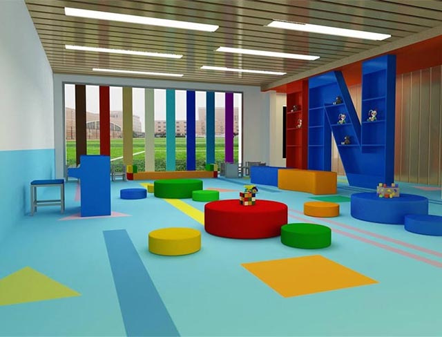 山東濟南幼兒園塑膠地板鋪設案例