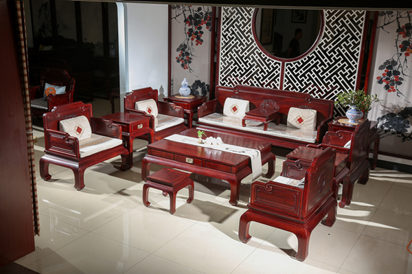 陕西红木家具品牌巴里黄檀十一件套沙发
