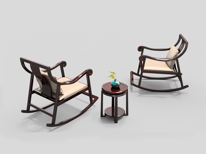 赞比亚血檀休闲椅摇椅现代新中式