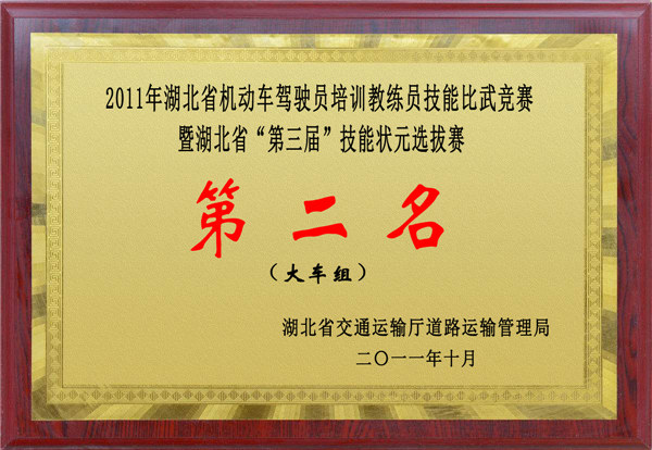 湖北省“第三屆”技能狀元選拔賽第二名