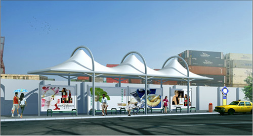 西安公交站膜结构施工