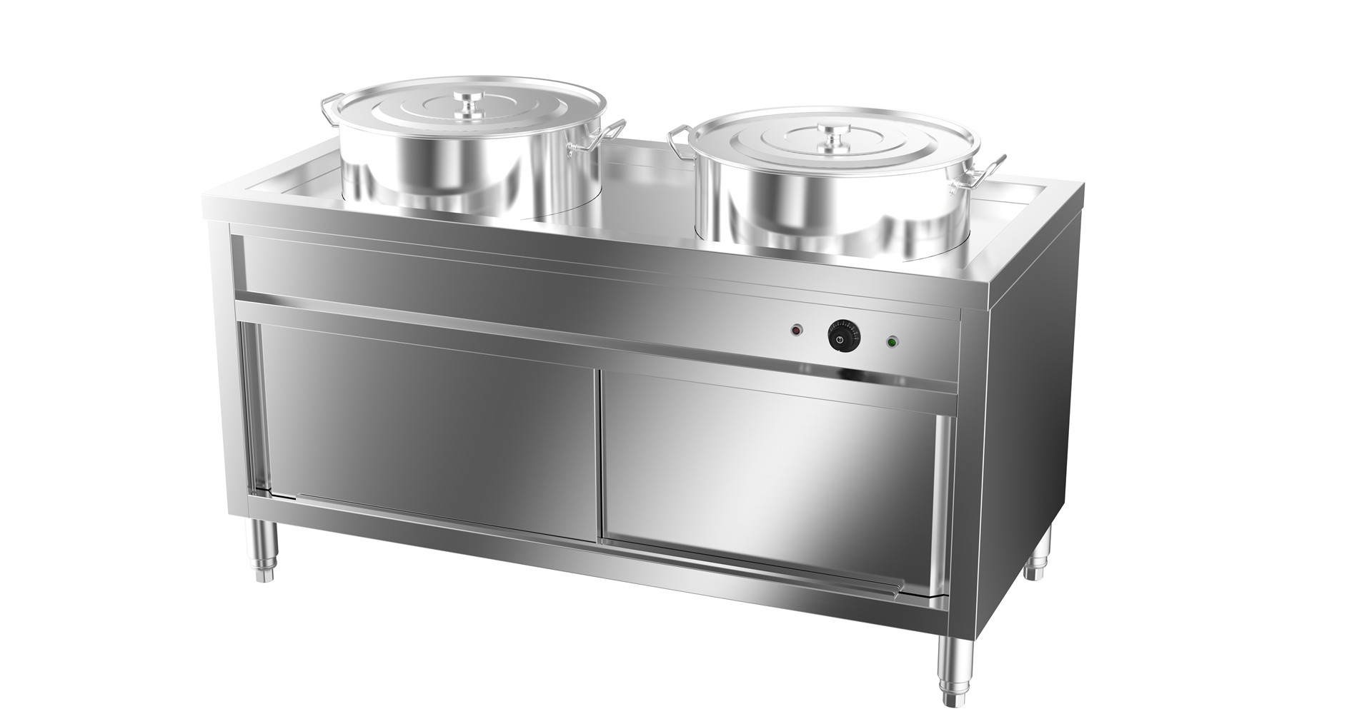 成都不锈钢厨具-双通两格电热汤桶柜1500x700x800