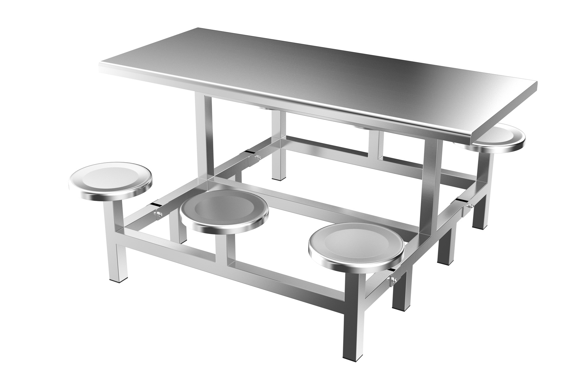成都不锈钢厨具-六人位全不锈钢餐桌连凳1500X1450X750