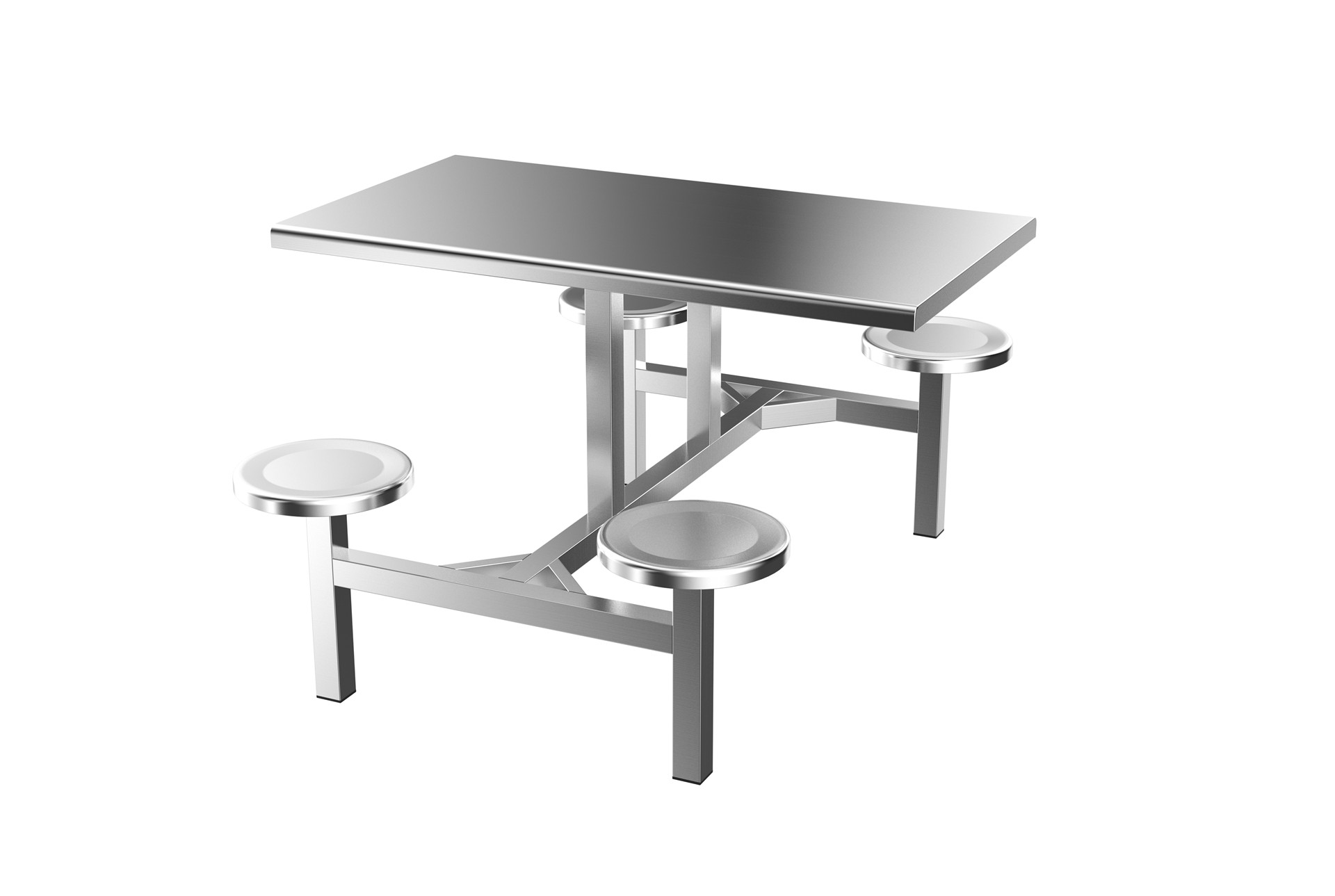 成都不锈钢厨具-四人位全不锈钢餐桌椅1200x1650x750