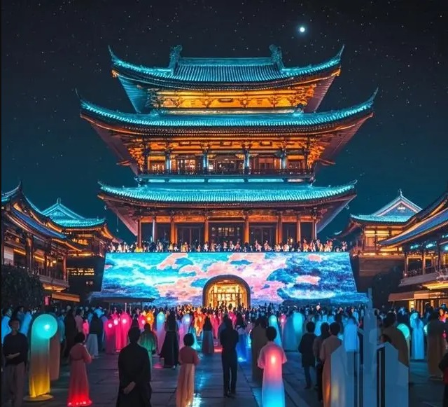 成都建筑投影秀：未来城市的光影奇观