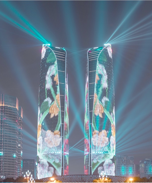 户外楼体亮化工程点燃城市夜空中的..把火——成都户外楼体亮化工程