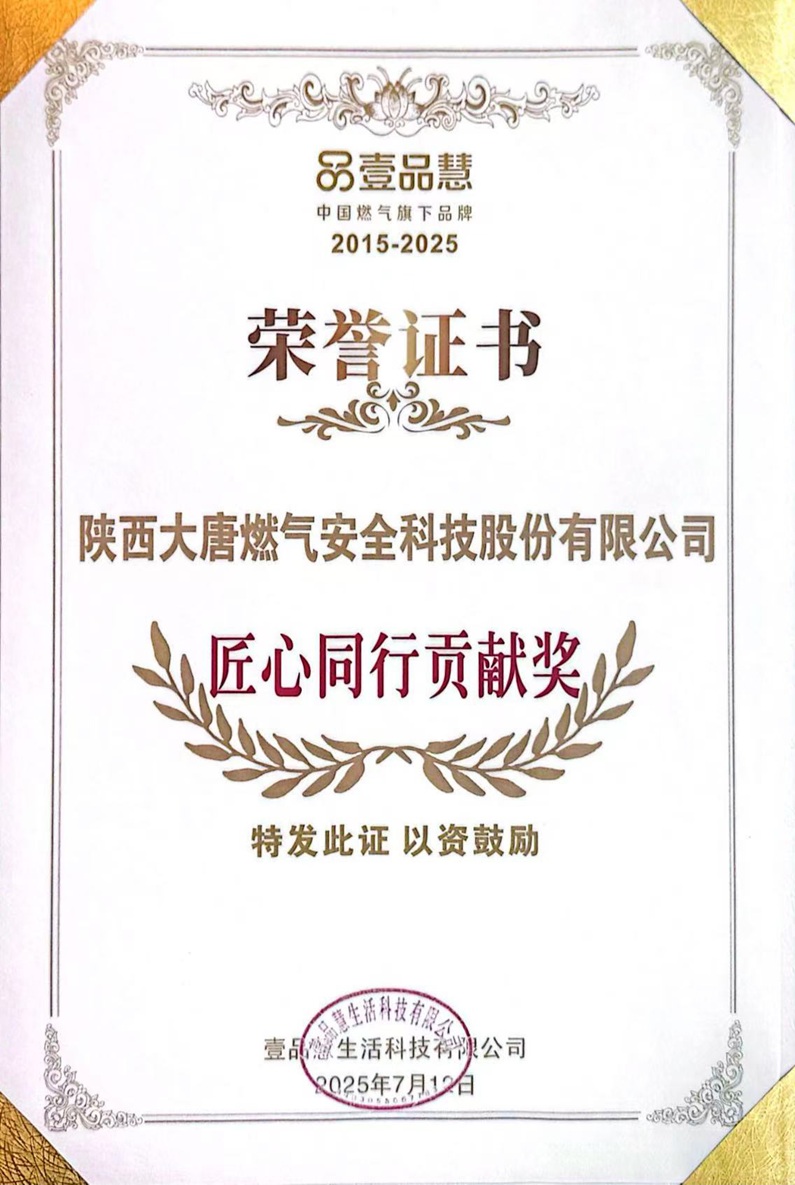 大唐科技荣膺中国燃气旗下壹品慧品牌“匠心同行贡献奖”