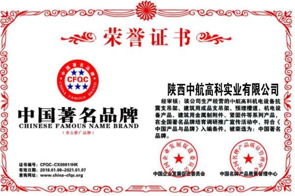 中國zhu名品牌證書