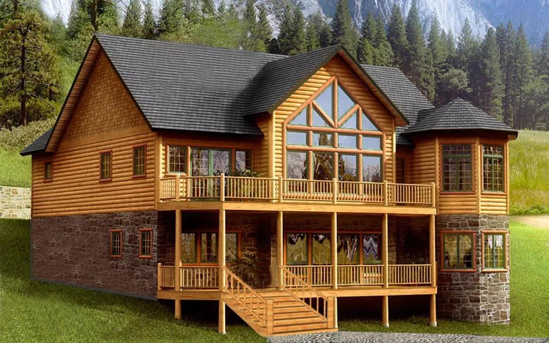 纯木结构房屋图片